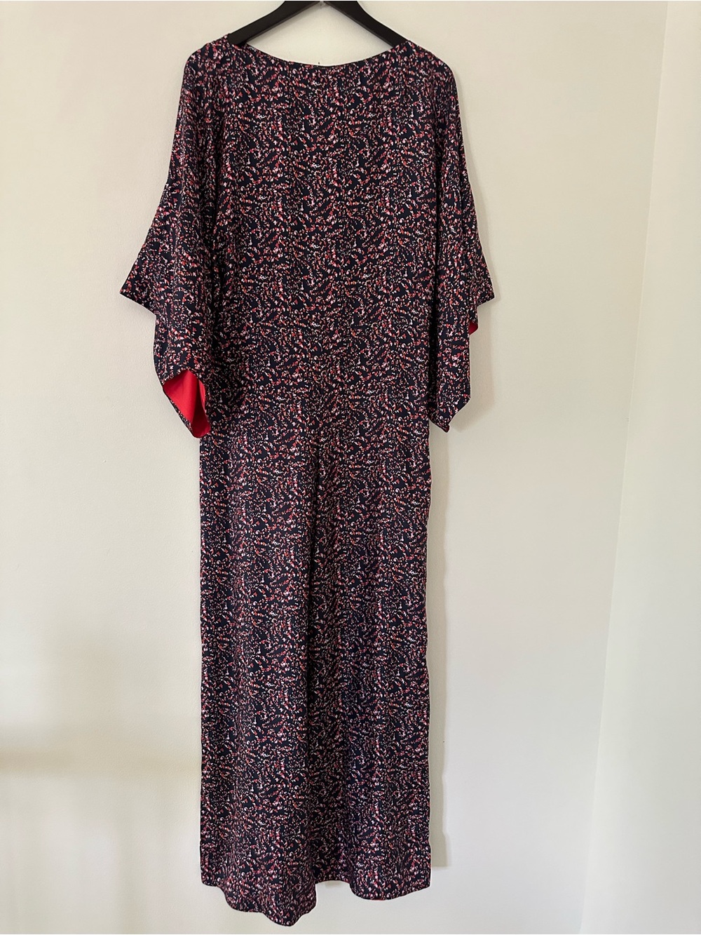 Dovina Paris Printed black Maxi Dress with Pink Accents size M